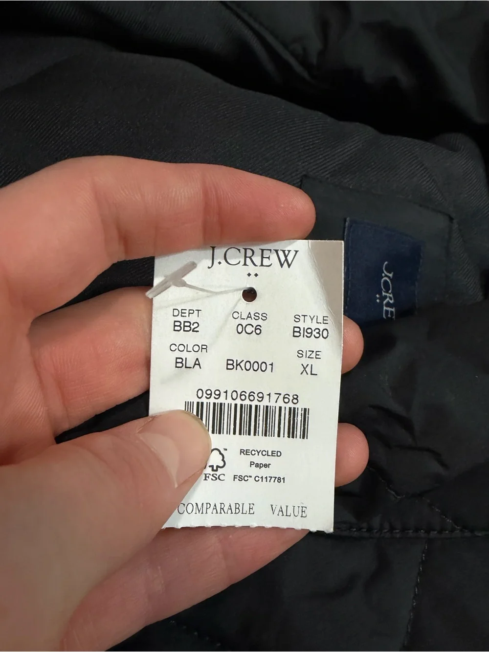 J crew black walker vest